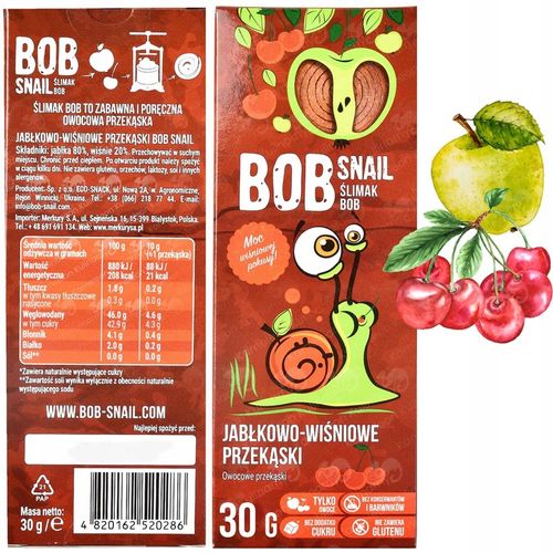 ŚLIMAK BOB SNAIL PRZEKĄSKA bez cukru glutenu 30G MIX SMAKÓW x 8szt 0,24KG na Arena.pl