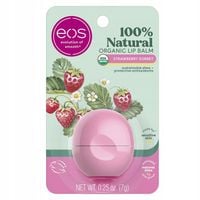 Naturalny balsam do ust Eos sorbet truskawkowy.