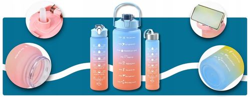 BIDON BUTELKA na WODĘ MOTYWACYJNA Zestaw 3 SZT. SHAKER FITNES 2L 0,7L 0,3L na Arena.pl