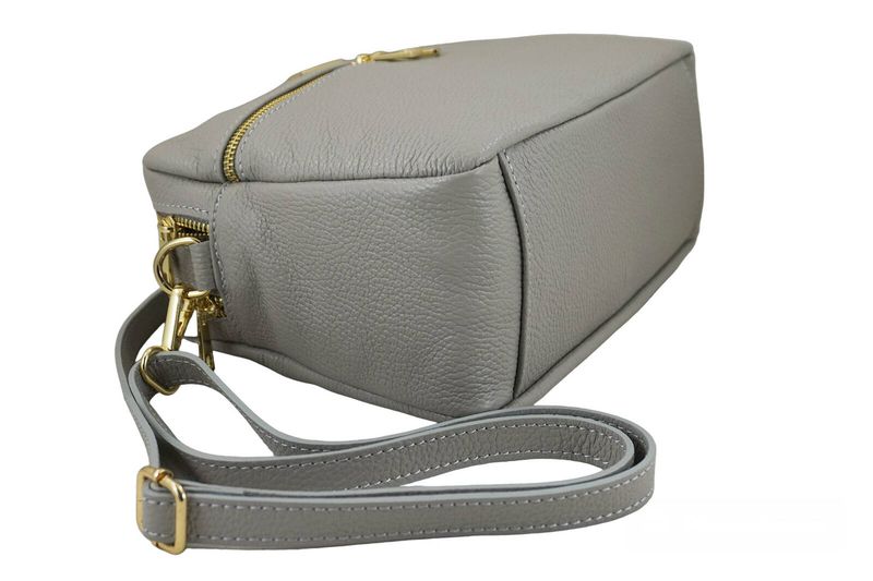 Pojemna torebka skórzana dwukomorowa - Szara jasna zdjęcie 4