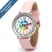 Kiddus zegarek dziecięcy Time Teacher Polski PU Różowy
