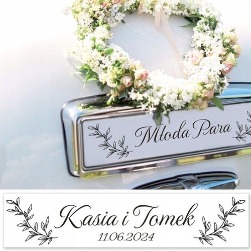 Tablice samochodowe na wesele 50x11cm złote czarne napisy ŚLUB WESELE WZORY na Arena.pl