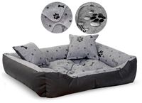 Legowisko Dla Psa Kojec 100X75 Cm Wodoodporne Kości Czarne