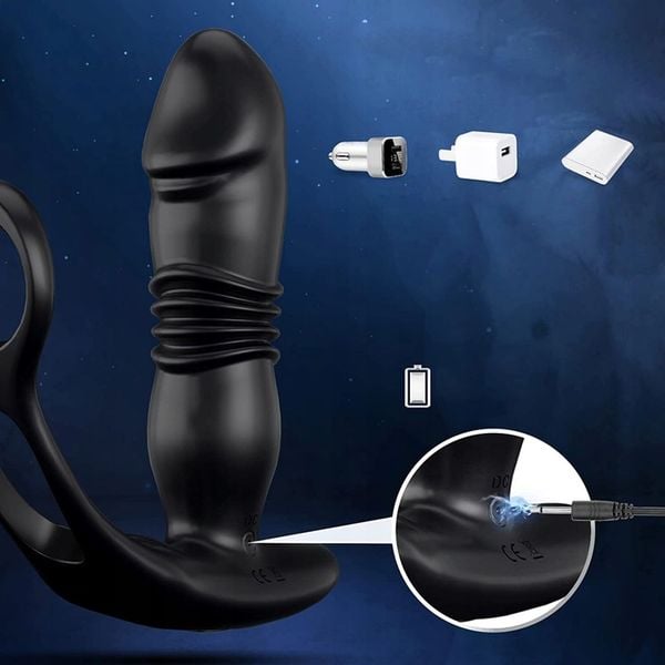 ZDALNIE STEROWANY MASAŻER PROSTATY POSUWISTY Z PILOTEM + RINGI JĄDRA PENIS zdjęcie 4