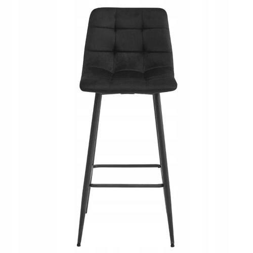 Hoker Krzesło Tapicerowane Barowe Wysokie do Wyspy Welurowe Czarne na Arena.pl
