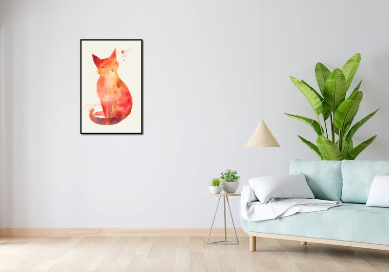 Plakat 53x81cm Akwarelowy Kot zdjęcie 4