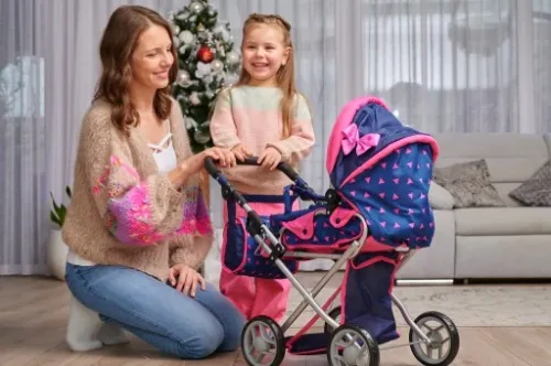 WÓZEK DLA LALEK GŁĘBOKI SPACERÓWKA GONDOLA 3w1 KINDERPLAY TORBA POŚCIEL na Arena.pl