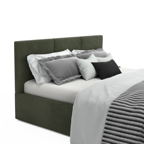 ŁÓŻKO TAPICEROWANE DO SYPIALNI 140x200 ŁÓŻKO PODWÓJNE Z POJEMNIKIEM KHAKI na Arena.pl