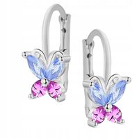 KOLCZYKI SREBRNE DLA DZIEWCZYNKI DZIECI ANGIELSKIE SREBRO MOTYLKI WISZĄCE