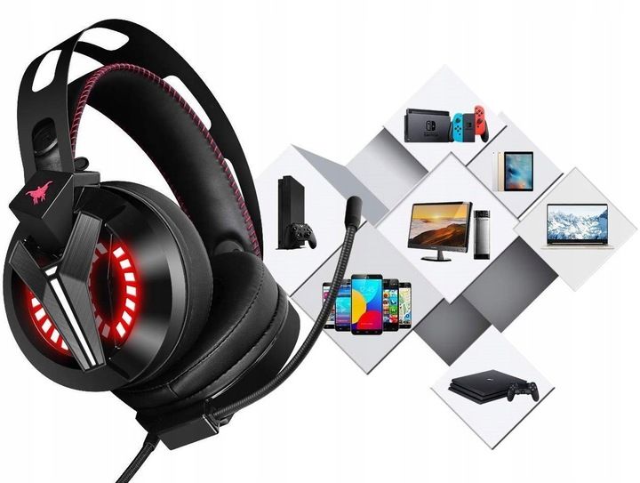 SŁUCHAWKI GAMINGOWE M180PRO do PC PS4 XBOX LED zdjęcie 15