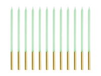 Świeczki na tort proste zielone jasne, 12 szt.