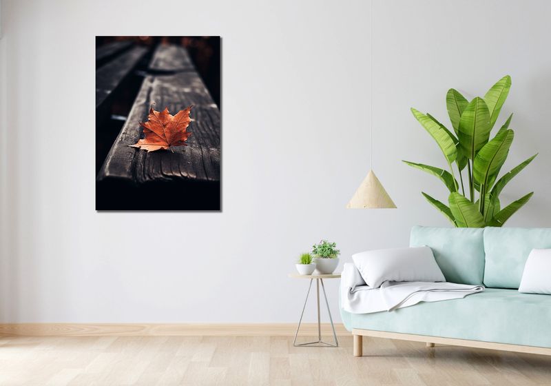 Obraz 70x100cm Pojedynczy Liść zdjęcie 2