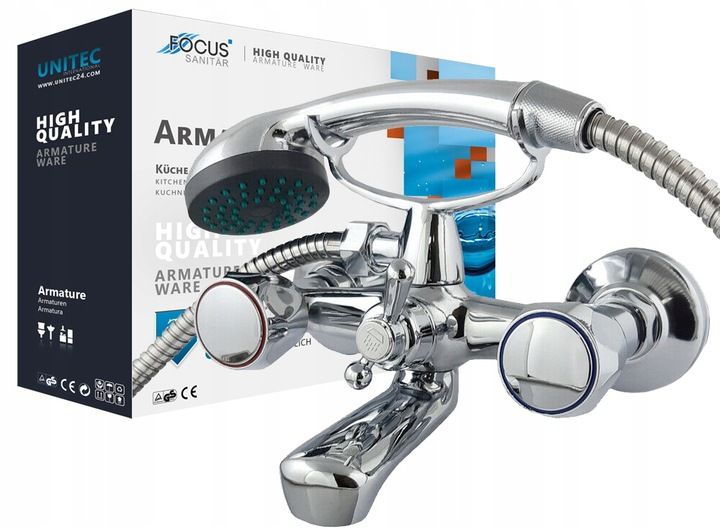 ZESTAW BATERIA WANNOWA NATRYSKOWA ŚCIENNA DO WANNY WĄŻ UCHWYT SŁUCHAWKA zdjęcie 6