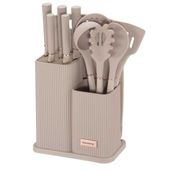zestaw noży i przyborów kuchennych z deską w stojaku klausberg kb-7935