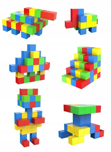 Klocki magnetyczne edukacyjne KOSTKI SZEŚCIANY Zestaw 64 el. magnesy zdjęcie 8
