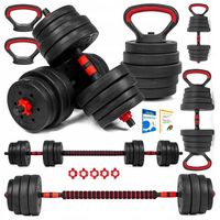 HANTLE regulowane 2x15KG sztanga KETTLEBELL zestaw HANTLI 6w1 GRYFY uchwyty