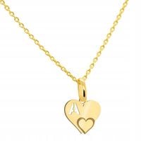 Komplet łańcuszek + złoty wisiorek zawieszka literka A w serduszku pr. 585