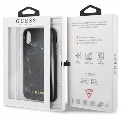 Guess Marble - Etui iPhone Xs / X (czarny) na Arena.pl