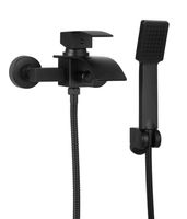 Bateria wannowa ścienna z prysznicem wodospad czarny mat - Yoka