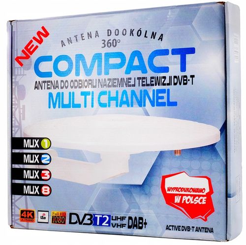 ANTENA DOOKÓLNA DVB-T2 AKTYWNA KOMPAKTOWA 4K HD MUXy Szara zasilanie USB na Arena.pl