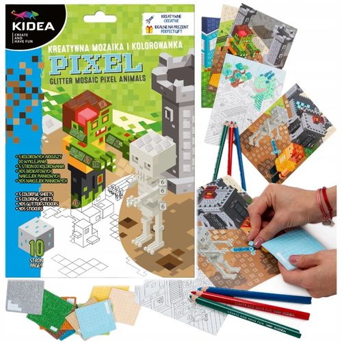 Kolorowanka + kreatywna mozaika dla chłopca MINECRAFT zestaw KIDEA na Arena.pl