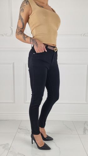 M.SARA SPODNIE JEANSOWE DAMSKIE WYSOKI STAN DUŻE ROZMIARY PASEK GRATIS na Arena.pl