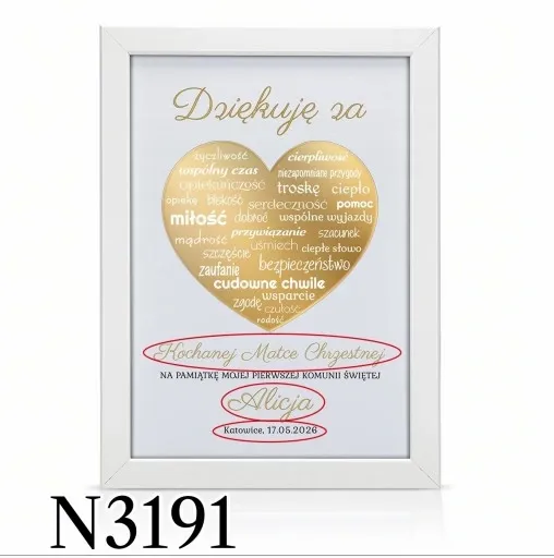 Podziękowania KOMUNIA Św DLA CHRZESTNYCH RAMKA 3D DZIADKÓW PREZENT obraz zdjęcie 7