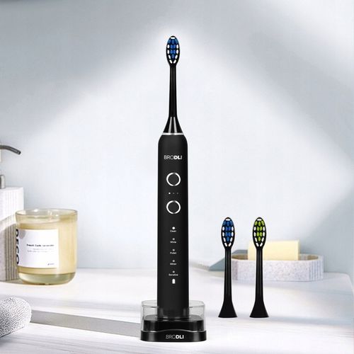 SZCZOTECZKA SONICZNA DO ZĘBÓW ELEKTRYCZNA CZARNA 10 KOŃCÓWEK INDUKCJA na Arena.pl