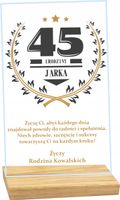 STATUETKA TABLICZKA 45 urodziny z życzeniami personalizowany prezent nadruk