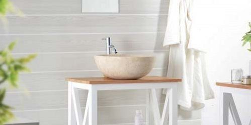 Umywalka z kamienia naturalnego Gemma 501 polerowany marmur Ø40 cm Cream. na Arena.pl