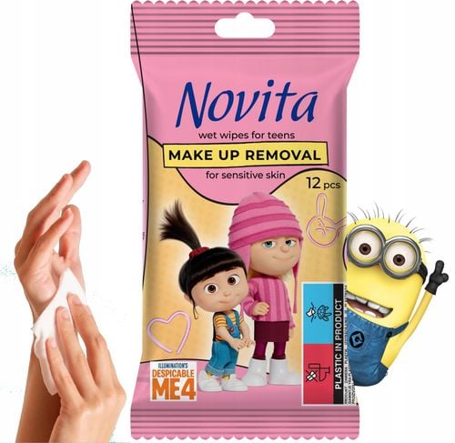 novita minionki chusteczki nawilżane do demakijażu dla nastolatków, 12 szt. na Arena.pl