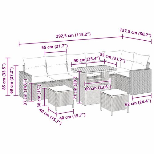 Zestaw Sof na Ogród 9 pcs Beżowy polirattan na Arena.pl