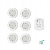 Bezprzewodowe Lampki led 6szt na baterie z pilotem