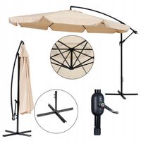 PARASOL OGRODOWY DUŻY 350 CM Z WYSIĘGNIKIEM FALBANĄ KORBKĄ SOLIDNY SKŁADANY