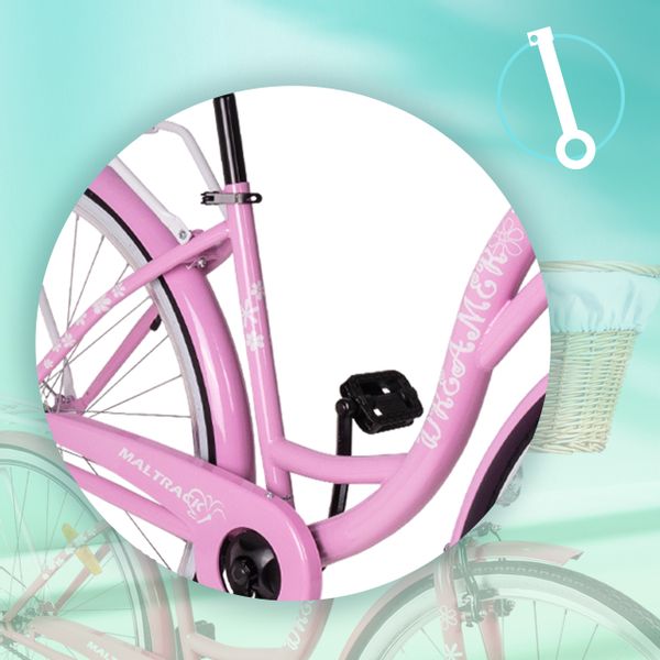 Rower Miejski MalTrack Citybike Dreamer 1-speed Pink 28" + Koszyk Niebieski zdjęcie 9