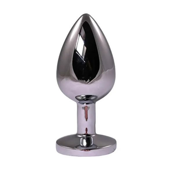 Silver Small Butt Plug With Red Diamond zdjęcie 2