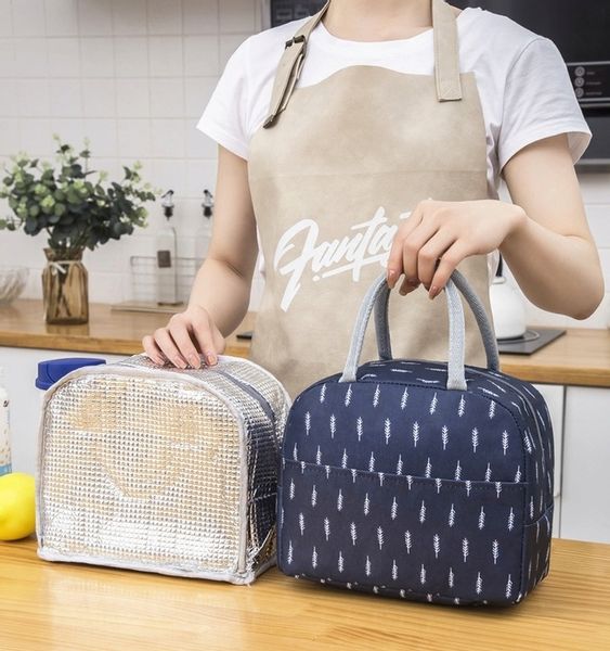 Torebka Termiczna LUNCH BOX Izolowana Na Jedzenie Błękitna Różowe Flamingi zdjęcie 13