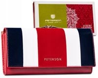 Peterson Portfel skórzany damski elegancki duży pojemny MULTI czerwony