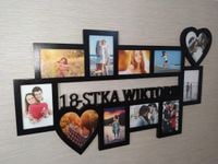 Multirama ramka na zdjęcia 18-stka imię mdf 11 zdj serca