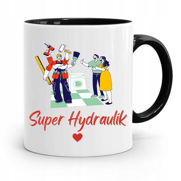 Kubek Czarny Prezent Dla Hydraulika Super Z Nadrukiem Ze Zdjęciem zdjęcie 1