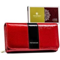 skórzany, lakierowany portfel damski z miejscem na długopis - peterson
