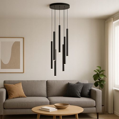 LAMPA SUFITOWA LED 7X G9 CZARNA MATOWA OKRĄGŁA ŻYRANDOL na Arena.pl