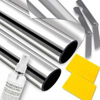 2x FOLIA OKIENNA SAMOPRZYLEPNA LUSTRO SREBRNA SILVER 75x300 + ODTŁUSZCZACZ
