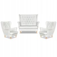 Zestaw uszak Gaja ekoskóra skaj sofa fotele biały