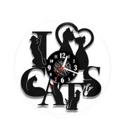 Zegar ścienny z płyty winylowej Kocia miłość 67.2