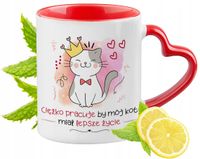 Kot Kotki Kubek Czerwony Z Uszkiem W Kształcie Serca Na Prezent