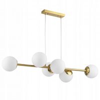 LAMPA ŻYRANDOL LOFT 6XE27 ZŁOTY BIAŁY SZKLANE KULE 90CM