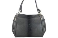 Modna duża torba na ramię skórzana - Szara ciemna