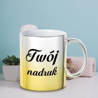 Kubek platerowany z Twoim nadrukiem - srebrno-żółty gradient