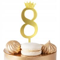 TOPPER NA TORT CYFERKA CYFRA 8 ZŁOTY LUSTRZANY NA IMPREZĘ URODZINOWĄ